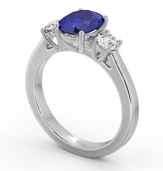 Three Stone Blue Sapphire and Diamond 1.95ct Ring Platinum GEM61_WG_BS_THUMB1