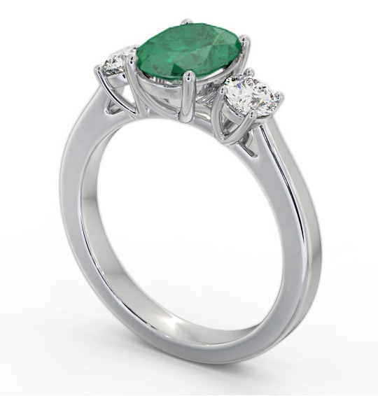 Three Stone Emerald and Diamond 1.65ct Ring Palladium GEM61_WG_EM_THUMB1