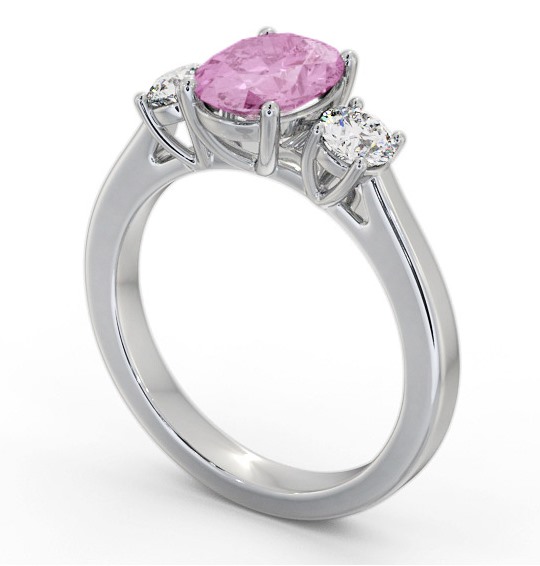  Three Stone Pink Sapphire and Diamond 1.95ct Ring 18K White Gold - Belene GEM61_WG_PS_THUMB1 