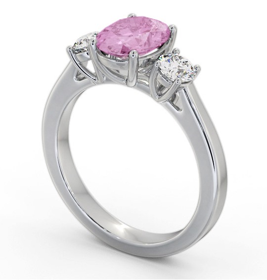 Three Stone Pink Sapphire and Diamond 1.95ct Ring 18K White Gold GEM61_WG_PS_THUMB1 