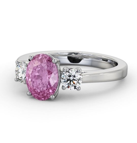  Three Stone Pink Sapphire and Diamond 1.95ct Ring 18K White Gold - Belene GEM61_WG_PS_THUMB2 