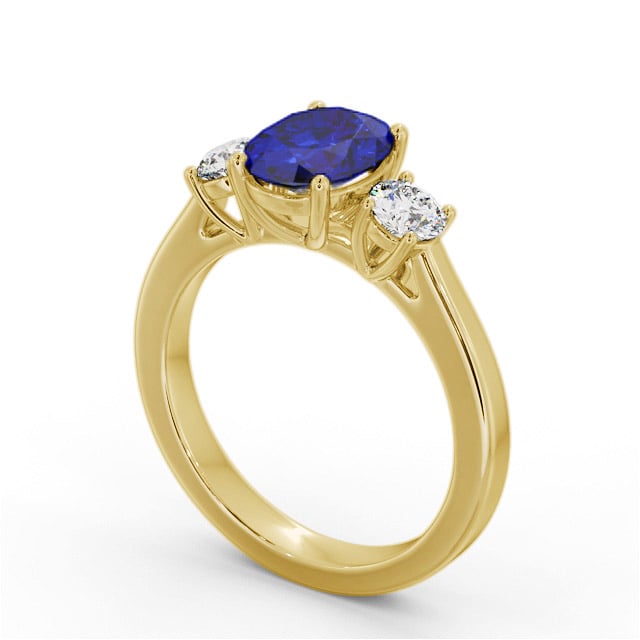 Three Stone Blue Sapphire and Diamond 1.95ct Ring 9K Yellow Gold - Belene GEM61_YG_BS_SIDE