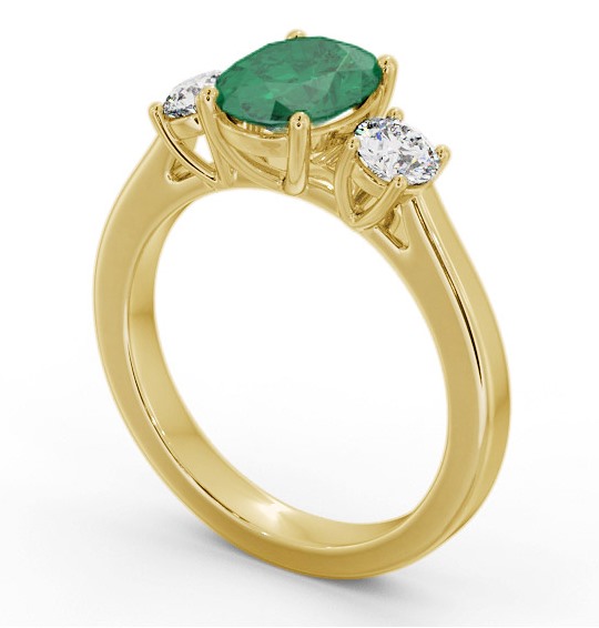 Three Stone Emerald and Diamond 1.65ct Ring 18K Yellow Gold GEM61_YG_EM_THUMB1