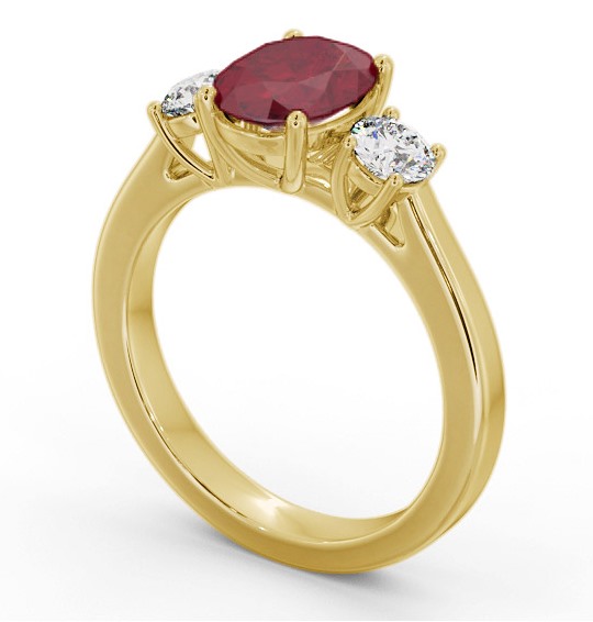 Three Stone Ruby and Diamond 1.95ct Ring 18K Yellow Gold GEM61_YG_RU_THUMB1 