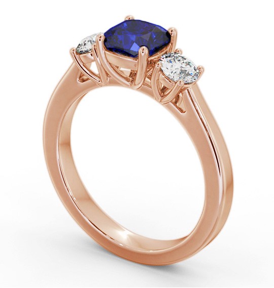 Three Stone Blue Sapphire and Diamond 1.40ct Ring 18K Rose Gold GEM62_RG_BS_THUMB1
