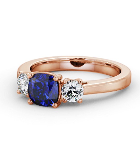 Three Stone Blue Sapphire and Diamond 1.40ct Ring 18K Rose Gold GEM62_RG_BS_THUMB2 