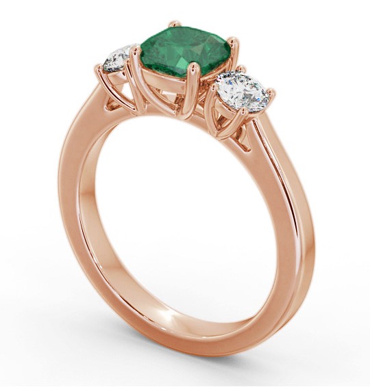 Three Stone Emerald and Diamond 1.20ct Ring 9K Rose Gold GEM62_RG_EM_THUMB1