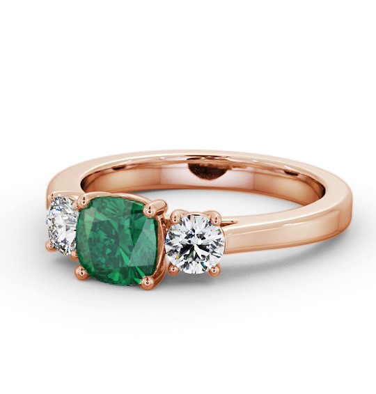 Three Stone Emerald and Diamond 1.20ct Ring 9K Rose Gold GEM62_RG_EM_THUMB2 