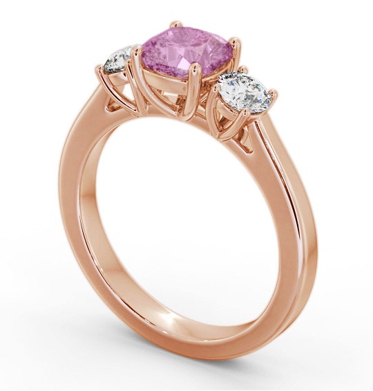 Three Stone Pink Sapphire and Diamond 1.40ct Ring 18K Rose Gold - Lamel GEM62_RG_PS_THUMB1