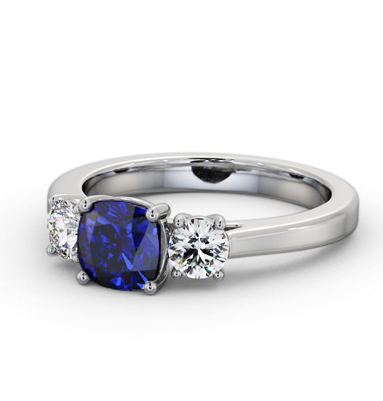  Three Stone Blue Sapphire and Diamond 1.40ct Ring 18K White Gold - Lamel GEM62_WG_BS_THUMB2 