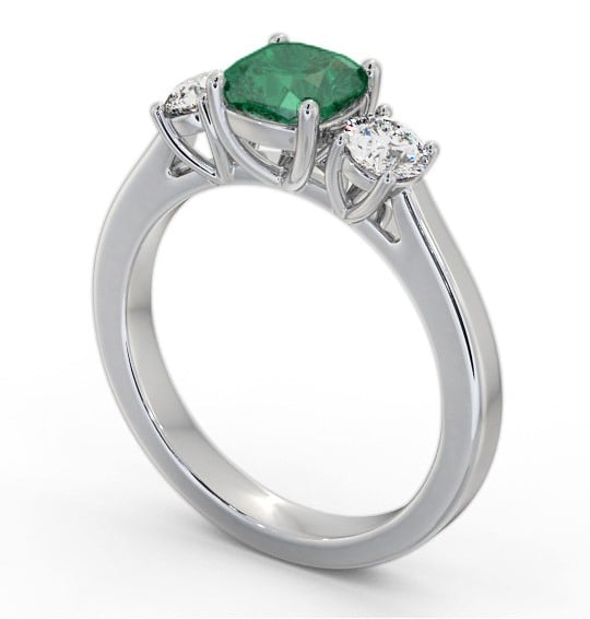 Three Stone Emerald and Diamond 1.20ct Ring Platinum GEM62_WG_EM_THUMB1