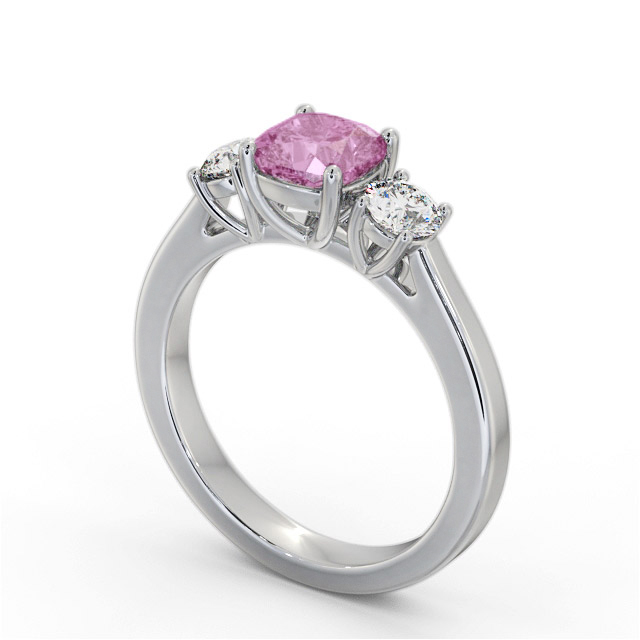Three Stone Pink Sapphire and Diamond 1.40ct Ring 9K White Gold - Lamel GEM62_WG_PS_SIDE