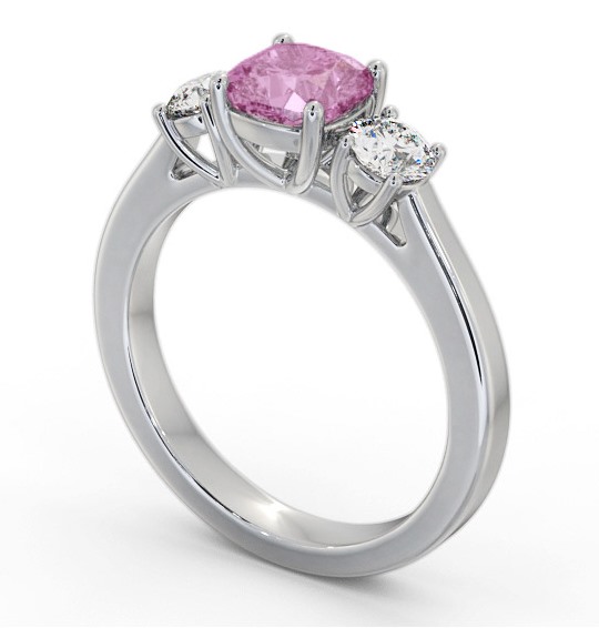 Three Stone Pink Sapphire and Diamond 1.40ct Ring Palladium - Lamel GEM62_WG_PS_THUMB1
