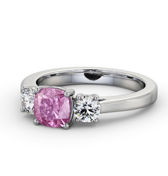 Three Stone Pink Sapphire and Diamond 1.40ct Ring 18K White Gold - Lamel GEM62_WG_PS_THUMB2 
