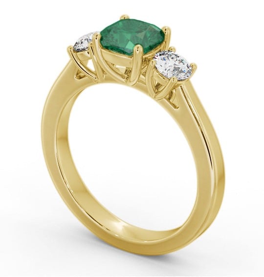Three Stone Emerald and Diamond 1.20ct Ring 18K Yellow Gold GEM62_YG_EM_THUMB1 