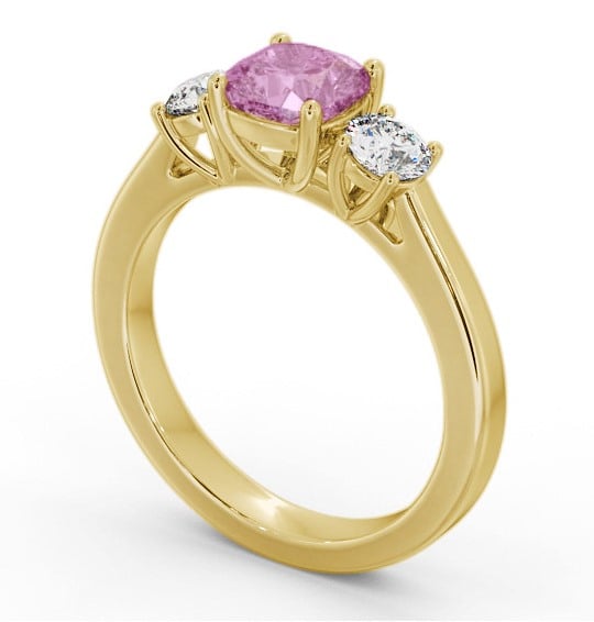 Three Stone Pink Sapphire and Diamond 1.40ct Ring 9K Yellow Gold - Lamel GEM62_YG_PS_THUMB1