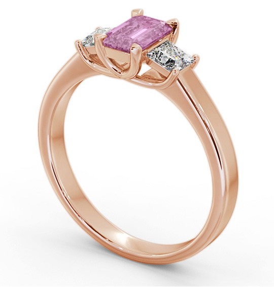 Three Stone Pink Sapphire and Diamond 1.15ct Ring 18K Rose Gold GEM63_RG_PS_THUMB1