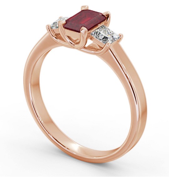 Three Stone Ruby and Diamond 1.15ct Ring 18K Rose Gold GEM63_RG_RU_THUMB1