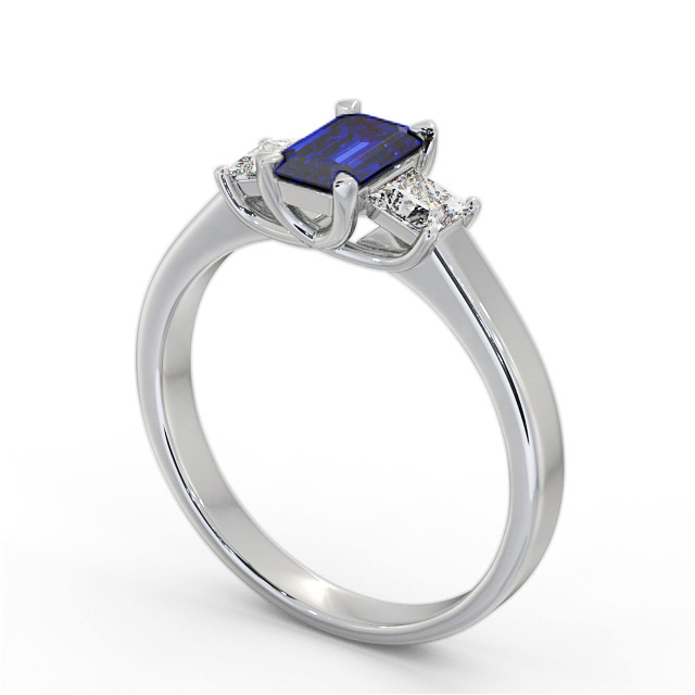 Three Stone Blue Sapphire and Diamond 1.15ct Ring Platinum - Maddie GEM63_WG_BS_SIDE