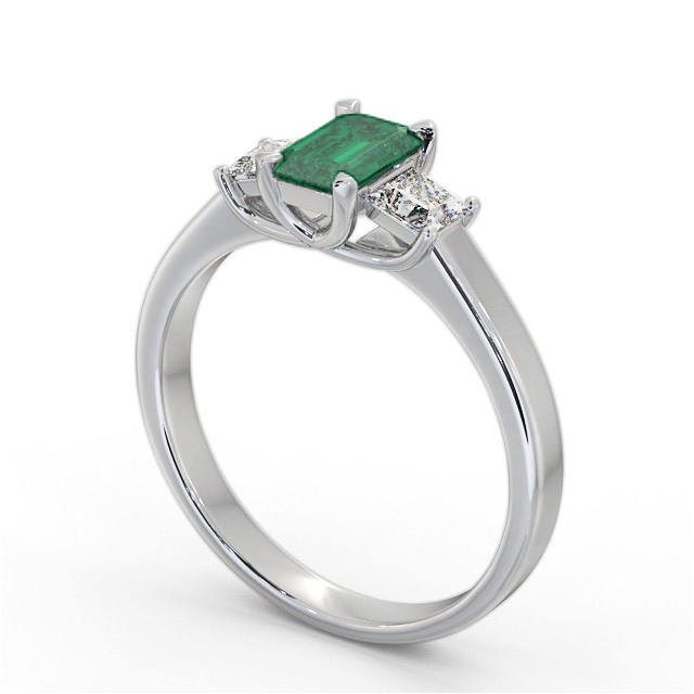 Three Stone Emerald and Diamond 1.00ct Ring Platinum - Maddie GEM63_WG_EM_SIDE