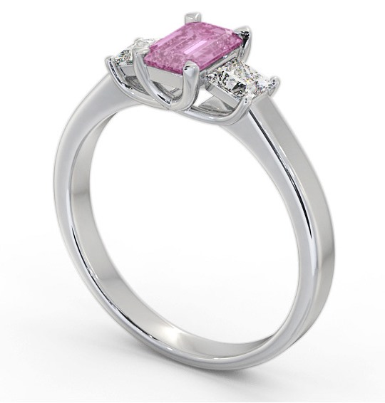 Three Stone Pink Sapphire and Diamond 1.15ct Ring 18K White Gold GEM63_WG_PS_THUMB1 