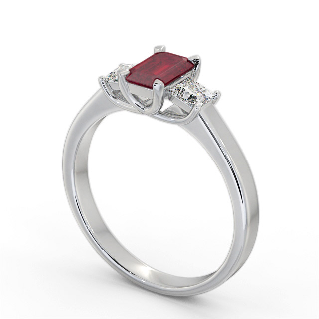 Three Stone Ruby and Diamond 1.15ct Ring 18K White Gold - Maddie GEM63_WG_RU_SIDE