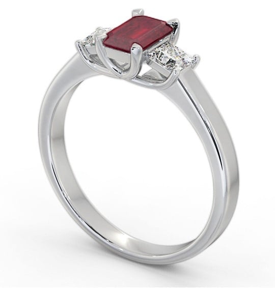 Three Stone Ruby and Diamond 1.15ct Ring 18K White Gold GEM63_WG_RU_THUMB1 