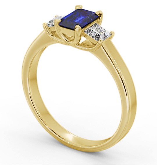 Three Stone Blue Sapphire and Diamond 1.15ct Ring 18K Yellow Gold GEM63_YG_BS_THUMB1