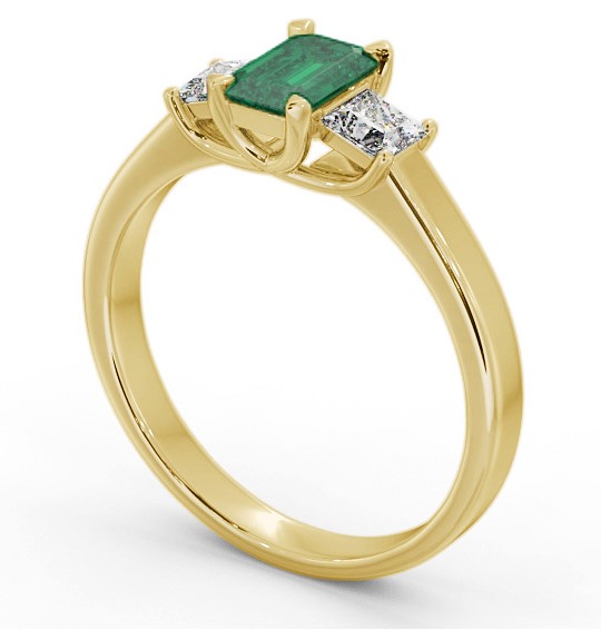 Three Stone Emerald and Diamond 1.00ct Ring 9K Yellow Gold GEM63_YG_EM_THUMB1