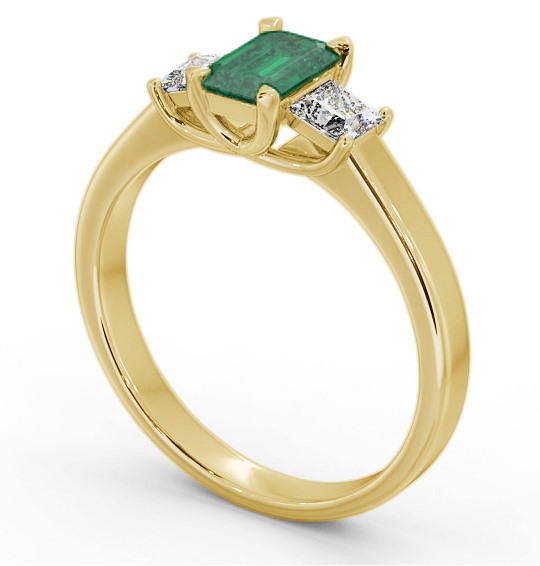 Three Stone Emerald and Diamond 1.00ct Ring 18K Yellow Gold GEM63_YG_EM_THUMB1