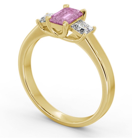 Three Stone Pink Sapphire and Diamond 1.15ct Ring 9K Yellow Gold - Maddie GEM63_YG_PS_THUMB1