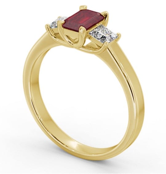 Three Stone Ruby and Diamond 1.15ct Ring 9K Yellow Gold GEM63_YG_RU_THUMB1