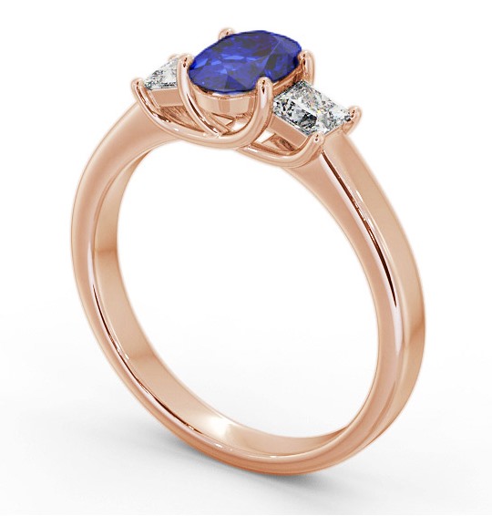 Three Stone Blue Sapphire and Diamond 1.20ct Ring 9K Rose Gold GEM64_RG_BS_THUMB1