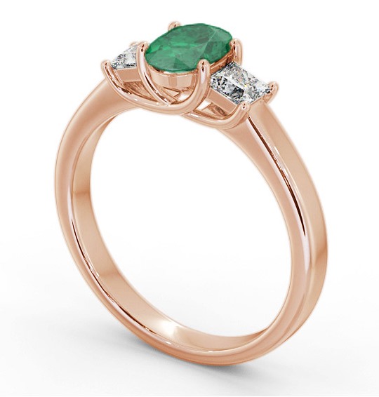 Three Stone Emerald and Diamond 1.10ct Ring 9K Rose Gold GEM64_RG_EM_THUMB1
