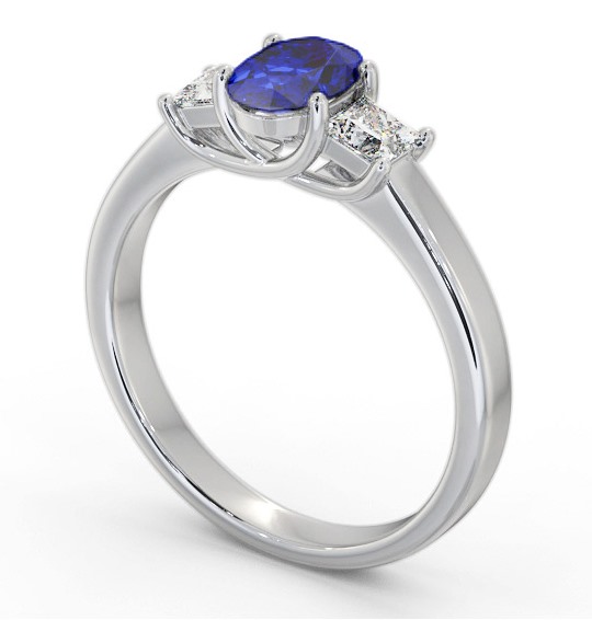Three Stone Blue Sapphire and Diamond 1.20ct Ring 9K White Gold - Dalilah GEM64_WG_BS_THUMB1