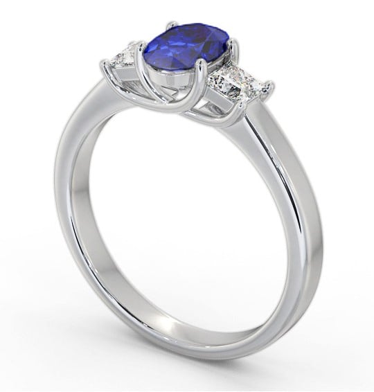 Three Stone Blue Sapphire and Diamond 1.20ct Ring 9K White Gold GEM64_WG_BS_THUMB1