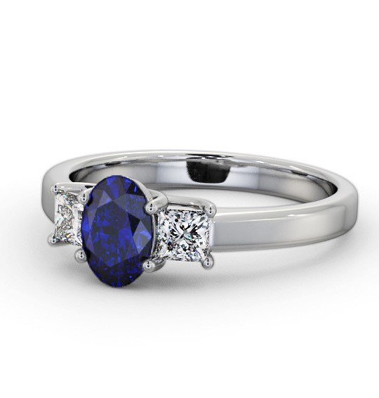 Three Stone Blue Sapphire and Diamond 1.20ct Ring 18K White Gold GEM64_WG_BS_THUMB2 