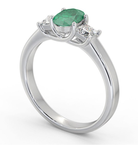 Three Stone Emerald and Diamond 1.10ct Ring 18K White Gold GEM64_WG_EM_THUMB1