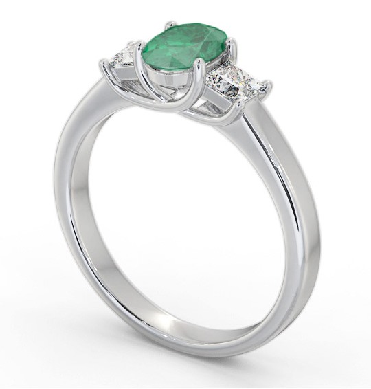 Three Stone Emerald and Diamond 1.10ct Ring 18K White Gold GEM64_WG_EM_THUMB1 