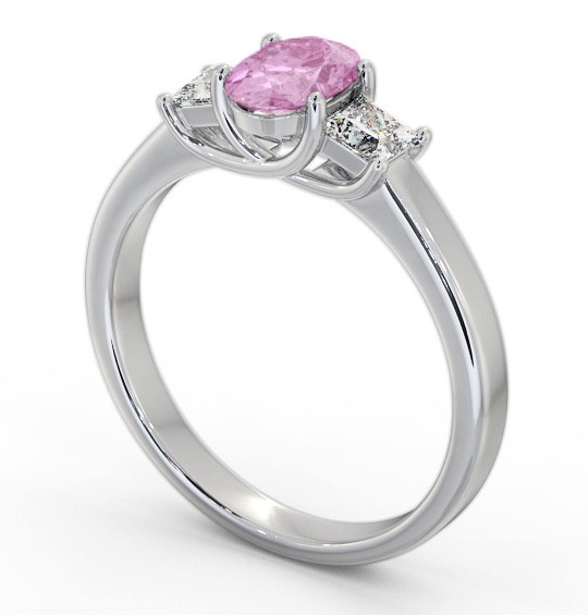 Three Stone Pink Sapphire and Diamond 1.20ct Ring 9K White Gold GEM64_WG_PS_THUMB1