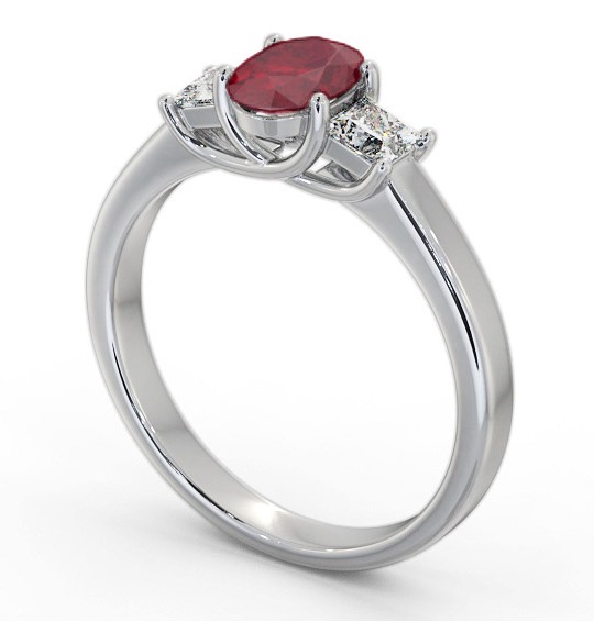 Three Stone Ruby and Diamond 1.20ct Ring Palladium GEM64_WG_RU_THUMB1 