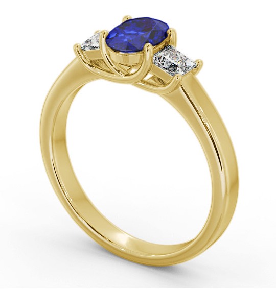 Three Stone Blue Sapphire and Diamond 1.20ct Ring 18K Yellow Gold GEM64_YG_BS_THUMB1