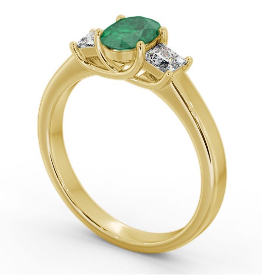 Three Stone Emerald and Diamond 1.10ct Ring 9K Yellow Gold GEM64_YG_EM_THUMB1