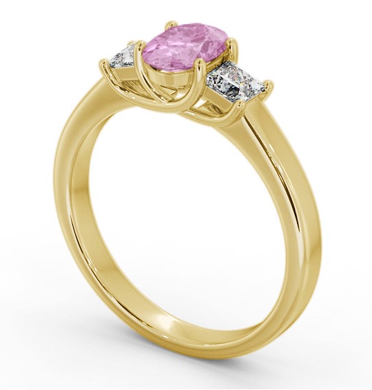 Three Stone Pink Sapphire and Diamond 1.20ct Ring 9K Yellow Gold GEM64_YG_PS_THUMB1