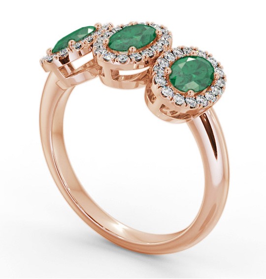 Halo Trilogy Emerald and Diamond 1.35ct Ring 9K Rose Gold GEM65_RG_EM_THUMB1