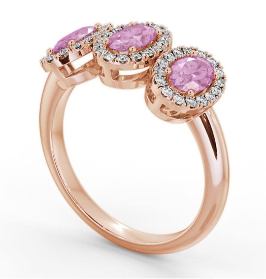 Halo Trilogy Pink Sapphire and Diamond 1.60ct Ring 9K Rose Gold GEM65_RG_PS_THUMB1