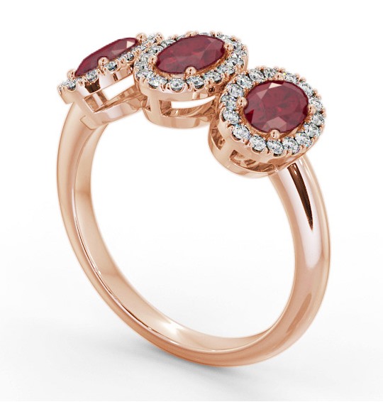 Halo Trilogy Ruby and Diamond 1.60ct Ring 18K Rose Gold GEM65_RG_RU_THUMB1