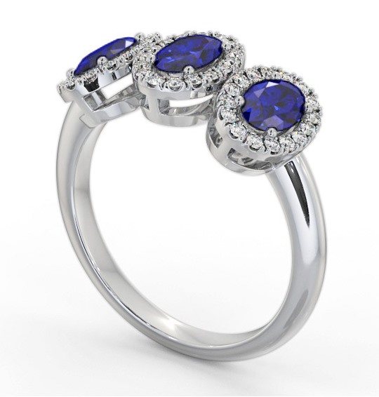 Halo Trilogy Blue Sapphire and Diamond 1.60ct Ring 9K White Gold GEM65_WG_BS_THUMB1