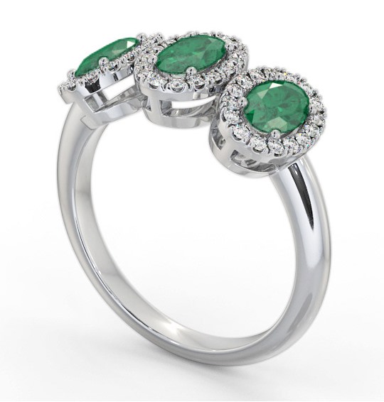 Halo Trilogy Emerald and Diamond 1.35ct Ring Platinum GEM65_WG_EM_THUMB1 