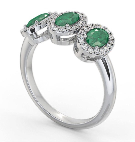 Halo Trilogy Emerald and Diamond 1.35ct Ring 18K White Gold GEM65_WG_EM_THUMB1